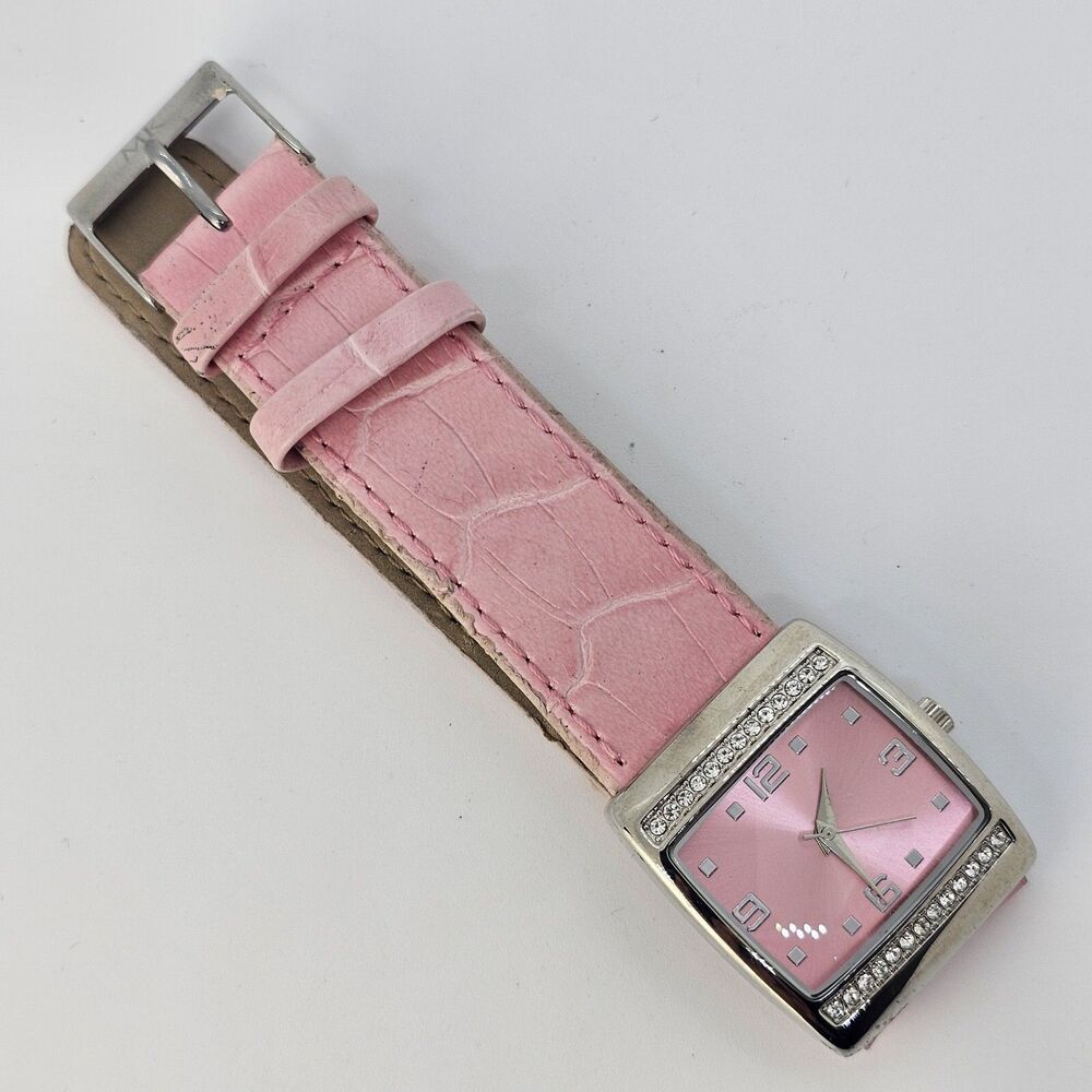 Mary Kay Women's Watch 28MM Pink Dial Crystal Accent Pink Band New Battery
